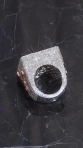 Bague de fiançailles et de mariage unisexe en argent sterling 925 plaqué or rose, sertie de moissanite D VVS, certifiée GRA, style Hip Hop Iced Out - Product Image 3