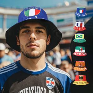 Chapeau Bob de Pêcheur Anti-UV en Denim Camouflage avec Broderie de Fruits et Strass, Imprimé Drapeau National, Décontracté, Eoin Winston Sports - Product Image 3