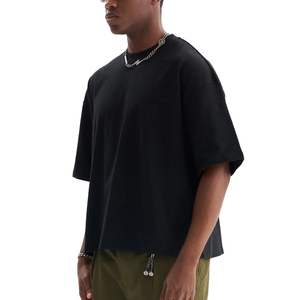 T-shirt à col rond pour homme, manches courtes, coupe classique, mélange de spandex/coton, respirant, écologique, anti-plis, streetwear décontracté, 220g - Product Image 1