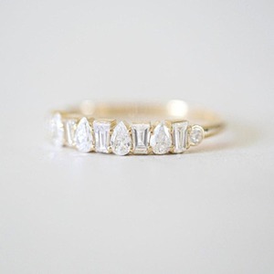 Anillo de Diamantes Chapado en Oro con Cristales Marquise, Baguette, Pera y Ovalados, Banda de Eternidad, Regalo de Boda para Mujer - Product Image 4