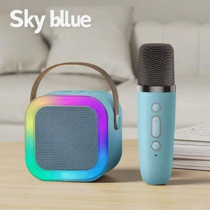 Altavoz de karaoke portátil con micrófono inalámbrico dual y luz LED – Sistema de reproductor de música mini KTV - Product Image 3