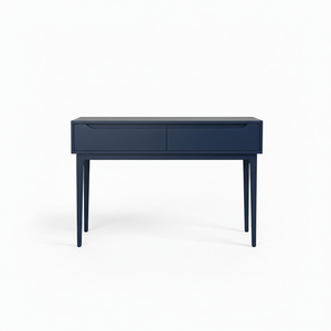 Table console ronde moderne avec 2 tiroirs, construction en chêne massif, meubles de salon pour espaces modernes - Product Image 1