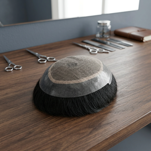 Perruques Courtes Ondulées en Cheveux Brésiliens Remy avec Base en Soie pour Hommes, Double Trame, Sans Colle, Plusieurs Tailles de Toupet - Product Image 3