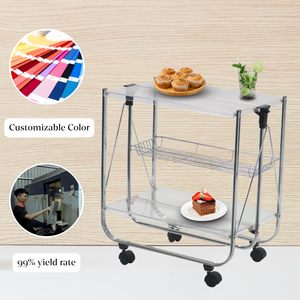 Chariot de nourriture pliable en tube ovale personnalisé OEM avec panneau acrylique - Product Image 3