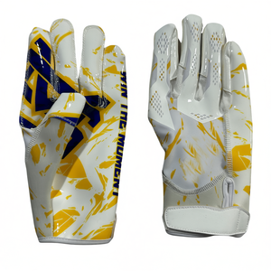 Premium American Football Receiver Lineman Gloves Pro Grip <b>Sticky</b> Rubber Bladder High Air Retention Leather <b>Hook</b> Loop Closure - Product Image 1