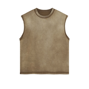 Wholesale Acid Wash Stylist Unisex Summer Loose Design 275g Cotton Tank Top 100% Cotton Edge <b>Vest</b> Sleeveless T-shirts - Product Image 5