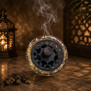 Luxury Resin Wood <b>Bakhoor</b> Burner Gold Foil Metal Lid Ramadan Eid Gift Arabic Incense Burner Mabkhara <b>Oud</b> Burner HomeDecor Accent - Product Image 3