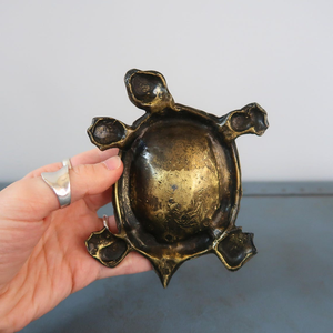 Cendrier vintage en laiton massif en forme de tortue, plat de rangement tortue de mer - Product Image 4
