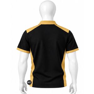 Men's <b>Black</b> And Gold Color Blocked Short Sleeve Zipper <b>Polo</b> <b>Shirt</b> Knitted Quick Dry Casual Style Premium and High quality Trendy - Product Image 5
