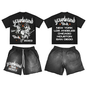 Men's <b>Gothic</b> Printed T-<b>Shirt</b> And Shorts Set Summer Casual Crew Neck Knitted Polyester Outfit Just For Men's - Product Image 4