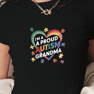 T-shirt court pour femme style Y2K, motif imprimé « Proud Autism Grandma », coupe ajustée, en tissu tricoté, tendance - Product Image 4