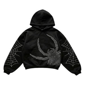 Sudadera con Capucha para Hombre, con Pedrería de Corte Preciso, Mezcla de Algodón y Poliéster, Diseño de Cristal Grabado con Láser, Cordón Ajustable, Estilo Urbano - Product Image 1