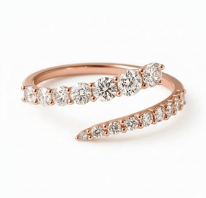 14K/18K Yellow Gold Round Diamond Open <b>Wrap</b> Ring Lab Grown Diamond Spiral <b>Wrap</b> Ring Trendy Jewelry Gift for Her Anniversary Band - Product Image 2