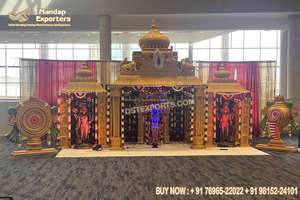 Scène de mariage à thème de temple traditionnel Manavarai scène de mariage à thème hindou scène de mariage à thème or blanc - Product Image 6