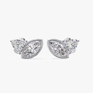 Marquise Cut Diamond Moissanite Hoop <b>Earrings</b> Stylish Modern Design Fine Jewelry for Women's Everyday Wear Available For Sale - Product Image 1