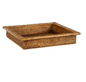 Rattan woven Serving Storage <b>Tray</b> With Handles For Coffee Snacks Breakfast Farmhouse Cane Serving <b>Tray</b> For Kitchenware Tableware - Product Image 2