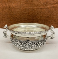 Artisanat indien écologique en cuivre fait main, bol décoratif plaqué argent pour la maison, pot flottant décoratif pour fleurs