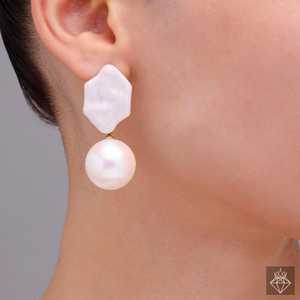 Boucles d'oreilles suspendues élégantes perle MOP de PRAO Accessoire décoratif éblouissant - Product Image 2