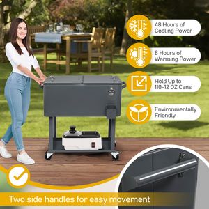 Contenitore Termico Rettangolare in Plastica da 80QT con Isolamento e Finitura Grigio Scuro 87.5*91*38.5cm - Product Image 4