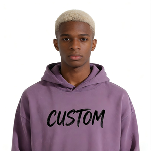 Sweat-shirts à capuche pour hommes personnalisés, de haute qualité, 100% coton, pour l'hiver, coupe ample, logo brodé sur le devant, design à épaules tombantes - Product Image 5