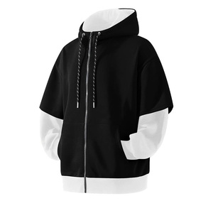 Men Oversized Hooded <b>Zipper</b> <b>Sweatshirt</b> Regular Fit Casual Solid Color Fleece 100% Cotton Winter Eco-Friendly Breathable - Product Image 5