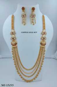Wholesale High Quality New Vintage Copper Gold Plated <b>Crystal</b> Bridal Jewelry <b>Set</b> Long Mala Necklace Earrings Maang Wedding Gift - Product Image 3