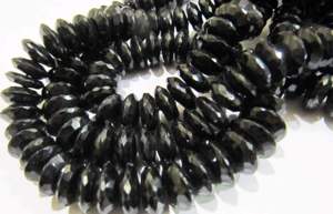 Perles facettées rondes en spinelle noire naturelle, coupe allemande, 8-12 mm, brin de 8 pouces de long - Product Image 3