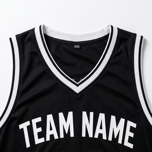 Ensemble de maillot de basket-ball noir pour hommes, nom de l'équipe personnalisé, numéro 23, uniforme sans manches à col en v, short respirant à séchage rapide - Product Image 5