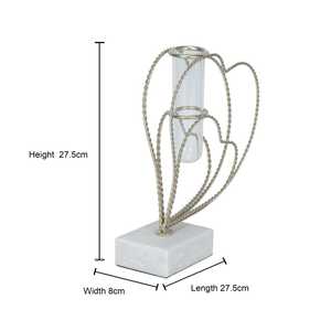 Jarrón de Mesa Moderno y Elegante de Metal Negro con Base de Mármol, 27.5 cm de Altura, para Agua, Centro de Mesa Decorativo - Product Image 1