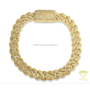 Pulsera Cubana de Oro Totalmente Cubierta de Diamantes con Moissanita de Aspecto Brillante y Estilo de Moda de Lujo - Product Image 4