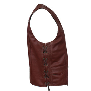 Mens Soft Leather Biker Vest Sleeveless Motorcycle Style Casual Fashion Outerwear Genuine Leather Wholesale - Product Image 3