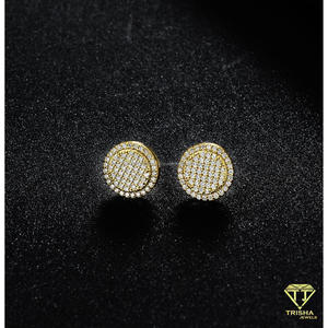 Boucles d'oreilles rondes en argent Sterling 925, diamant Moissanite, bijoux de luxe scintillants, cadeau pour femmes et hommes, vente en gros à la mode - Product Image 4