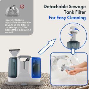 Limpiador de Alfombras Portátil de 400W-12KPa con 6 Cepillos para Sofás, Cortinas, Alfombras, Autos - Potente Limpiador de Manchas de 120V - Product Image 2