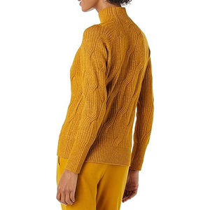 Women's Mustard Yellow <b>Turtleneck</b> Cable Knit <b>Sweater</b> Thick Long Sleeve Pullover Top Winter - Product Image 4