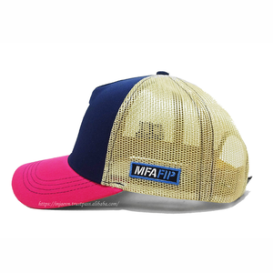 Casquette de baseball personnalisée avec patch brodé, en coton et maille, visière incurvée, profil haut, bicolore, style sportif, pour la plage - Product Image 3