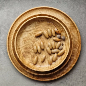Platos decorativos de madera hechos a mano, ecológicos y de estilo vintage, aptos para lavavajillas y microondas, de blossom craft india. - Product Image 2