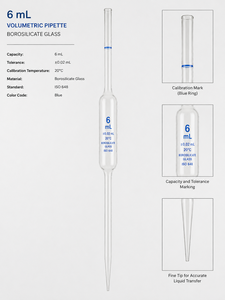 Pipette volumétrique en verre borosilicate transparent de classe A haute précision pour usage en laboratoire - Product Image 5