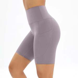 Shorts cyclistes taille haute personnalisés pour femmes, longueur genou, pour yoga et course, coupe ajustée basique, grandes tailles - Product Image 2