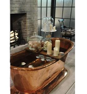Baignoire ovale autoportante en cuivre avec couvercle, style industriel, pour adultes, hôtel, spa, salle de bain - Product Image 2