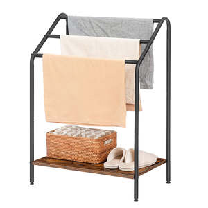 Étagère à serviettes moderne à 4 niveaux en métal, support de rangement pour serviettes de bain surdimensionnées, pour le salon, couleur noire - Product Image 1