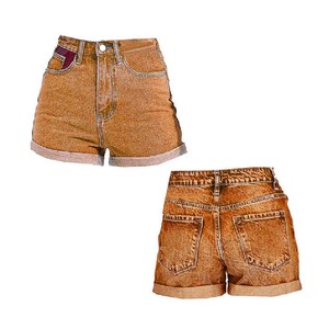 Shorts de Mezclilla para Mujer, Cintura Alta, Lavado a la Piedra, Resistentes al Viento, de Secado Rápido, Impermeables, Casuales, Estilo Vintage, Corte Recto, Algodón, Azul - Product Image 4