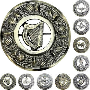 Broche de Kilt Escocés con Diseño de Cardo de 7 cm, Broche de Arpa Antiguo Personalizado al por Mayor para Hombres y Mujeres - Product Image 1
