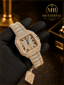Reloj de Cuarzo Cuadrado con Incrustaciones de Diamantes Automático de Lujo MB ETERNAL de 41 mm con Cristal de Zafiro, Números Romanos, Analógico, para Uso Diario, Unisex - Product Image 1