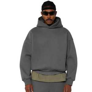 Sudadera con Capucha Oversize Naranja para Hombre, 100% Algodón French Terry, Estilo Casual, Color Sólido, Diseño con Bolsillos, Ropa de Otoño 2026 - Product Image 2