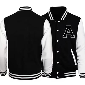 Veste universitaire d'hiver en laine de haute qualité, personnalisable en gros, avec manches en cuir, style hip-hop écologique, doublure matelassée et poches - Product Image 1