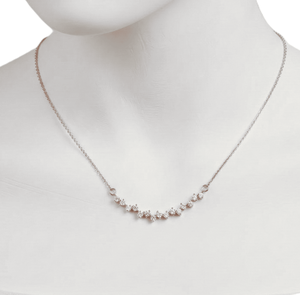 Collar de Diamantes Curvos con Certificación IGI, Oro Sólido de 14K/18K, Joyería Delicada Minimalista para Boda, Engaste de Puntas - Product Image 3