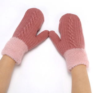 Mitaines tricotées d'hiver avec revers moelleux en coton/spandex pour femme – Chauffe-mains décontractés pour l'extérieur, longueur poignet, séchage rapide - Product Image 4