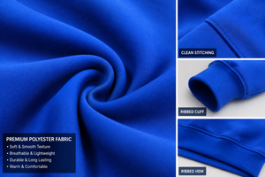 Premium Oversized Blue Balaclava Hoodie for Men Full <b>Zip</b> Heavyweight Cotton Fleece <b>Hooded</b> Sweatshirt Custom Logo Streetwear OEM - Product Image 5