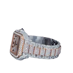 Usine de luxe haut de gamme Moissanite Montre personnalisé en acier inoxydable Premium Hip Hop 40mm pour montre avec bracelet en cuir Verre saphir - Product Image 1