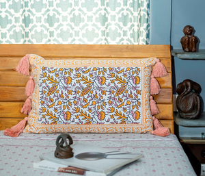 ปลอกหมอนอิงผ้าคอตตอนขนาด18X18ปลอกหมอนอิงพิมพ์ลายดอกไม้ประดับโบโฮ - Product Image 2